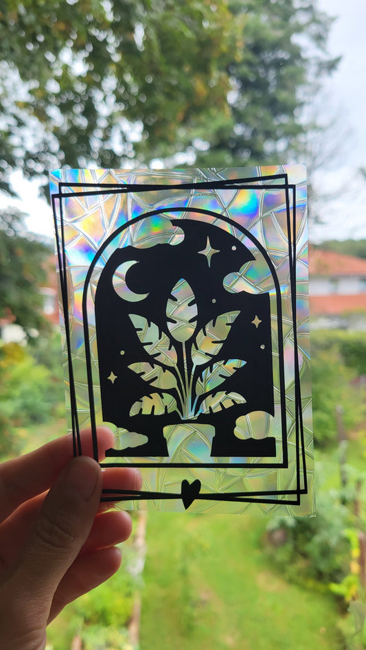 Suncatcher "Pflanze bei Nacht“ Regenbogenfenstersticker
