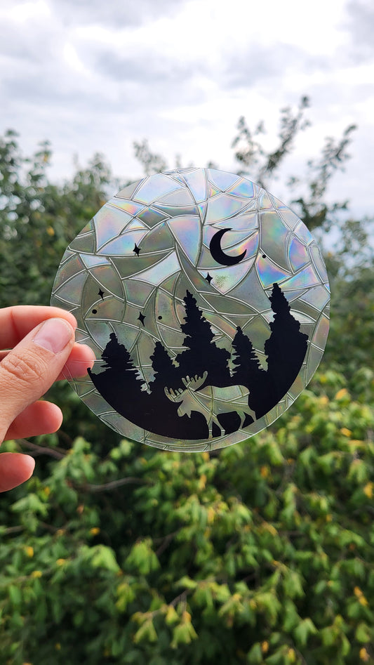 Suncatcher "Elch im Wald“ Regenbogenfenstersticker
