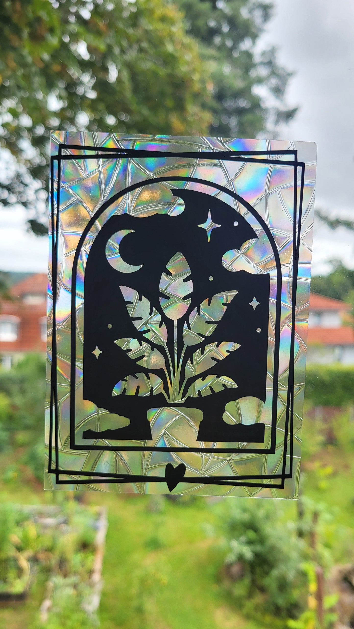 Suncatcher "Pflanze bei Nacht“ Regenbogenfenstersticker