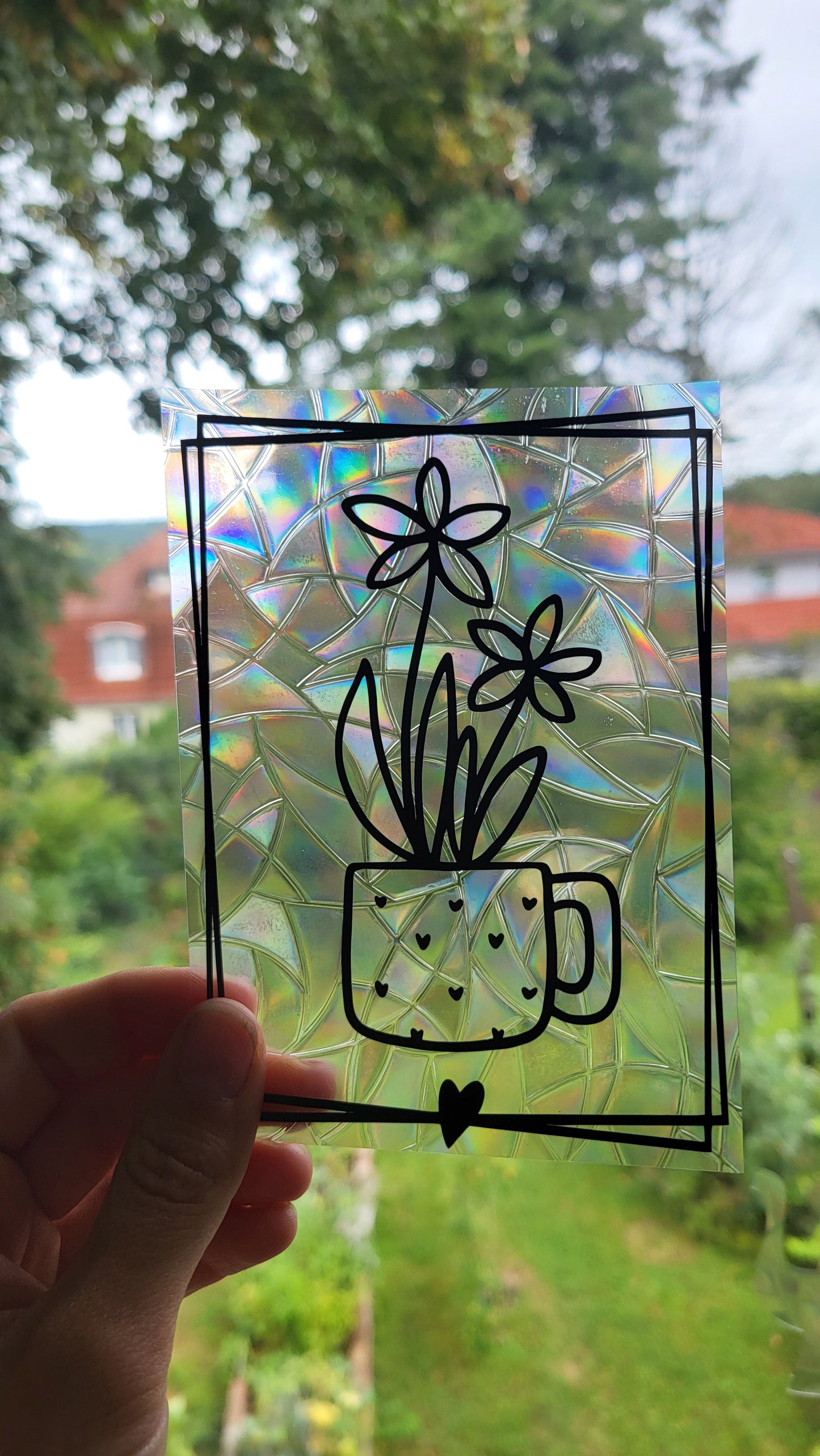 Suncatcher "Herztopf“ Regenbogenfenstersticker