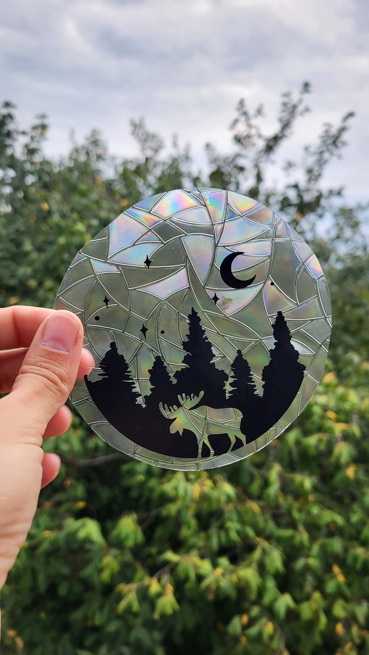 Suncatcher "Elch im Wald“ Regenbogenfenstersticker