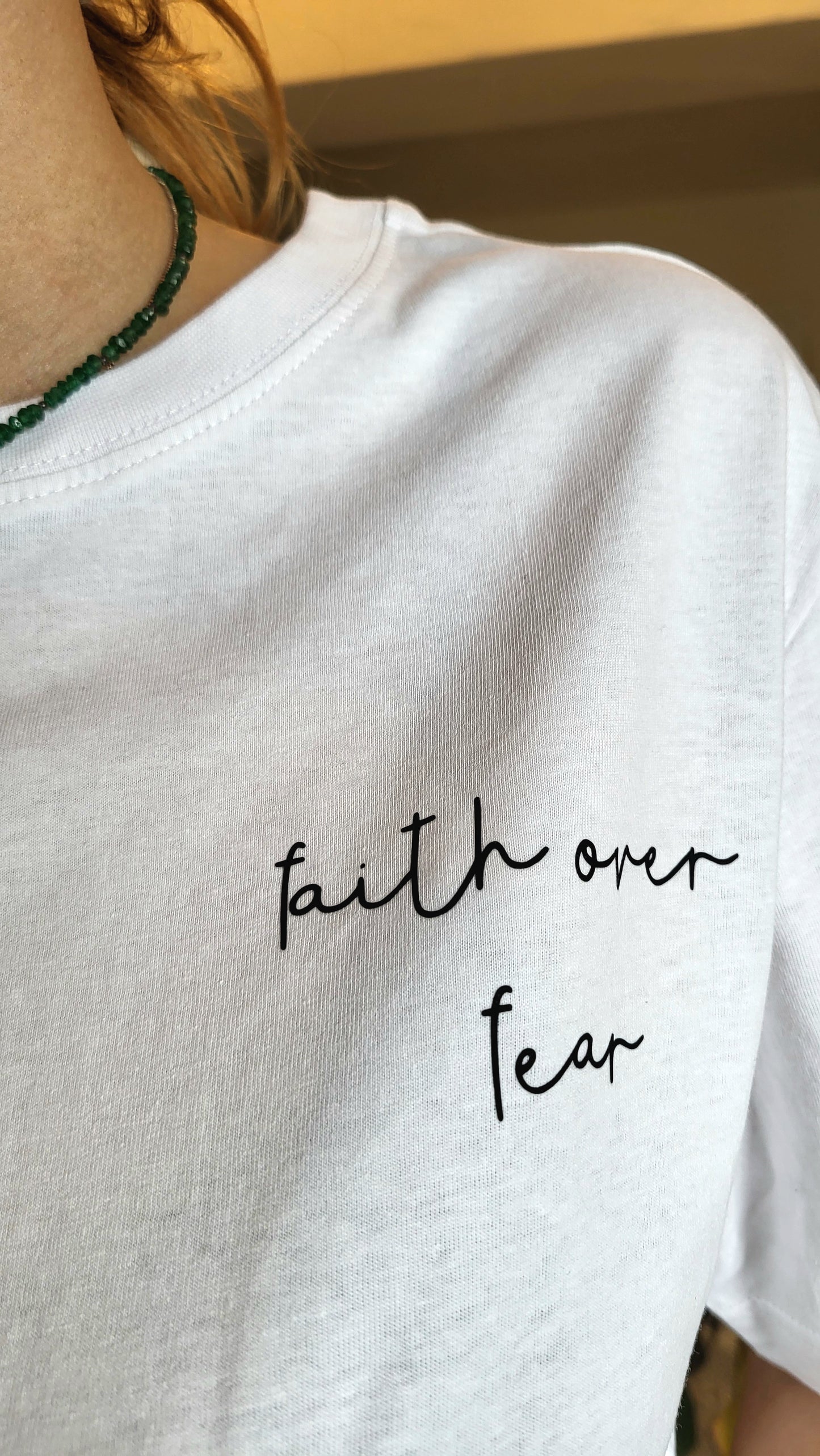 Cropped Top "faith over fear" Handmade